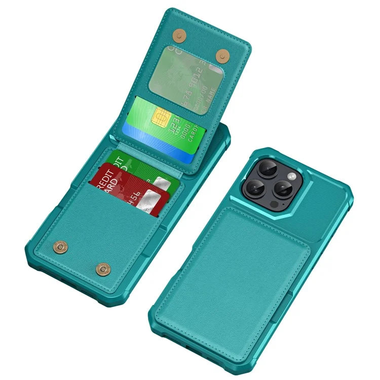 ZM11 For iPhone 16 Pro Max Case Card Slot Kickstand PU+TPU Phone Cover