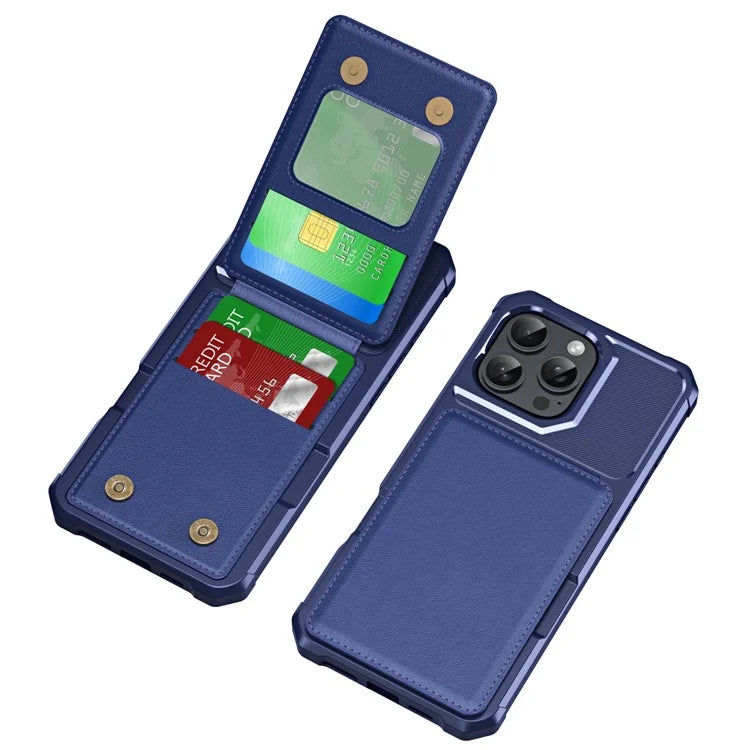 ZM11 For iPhone 16 Pro Max Case Card Slot Kickstand PU+TPU Phone Cover
