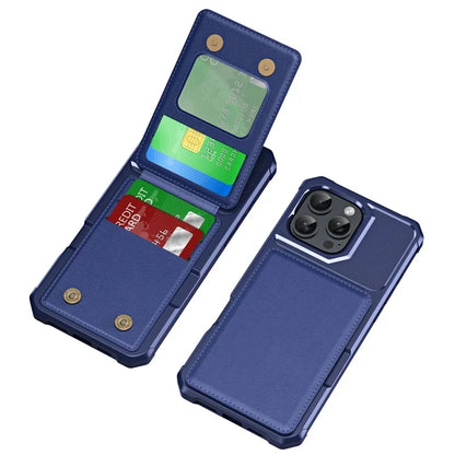 ZM11 For iPhone 16 Pro Max Case Card Slot Kickstand PU+TPU Phone Cover