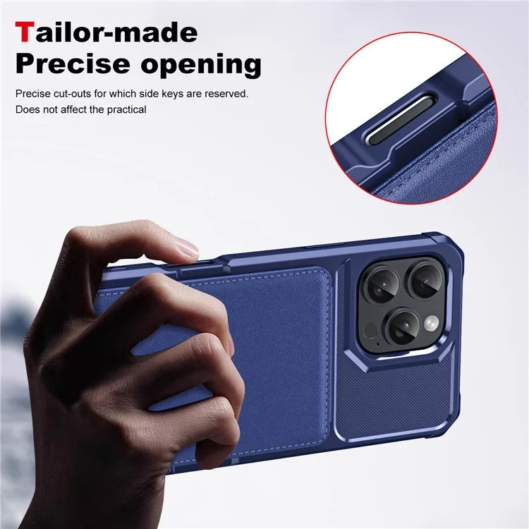 ZM11 For iPhone 16 Pro Max Case Card Slot Kickstand PU+TPU Phone Cover