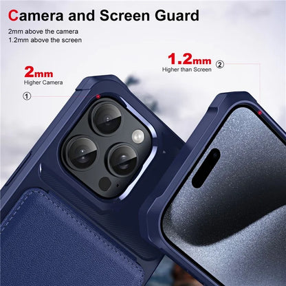 ZM11 For iPhone 16 Pro Max Case Card Slot Kickstand PU+TPU Phone Cover