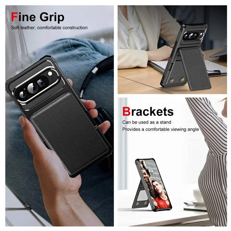ZM11 For Google Pixel 9 Pro  /  9 Case Card Slot Kickstand PU+TPU Phone Cover