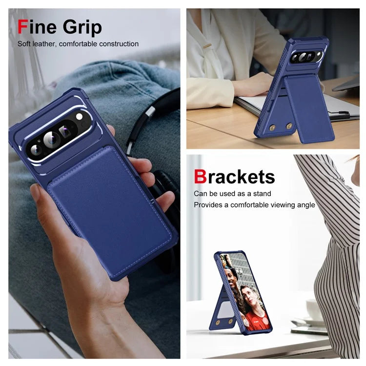 ZM11 For Google Pixel 9 Pro  /  9 Case Card Slot Kickstand PU+TPU Phone Cover