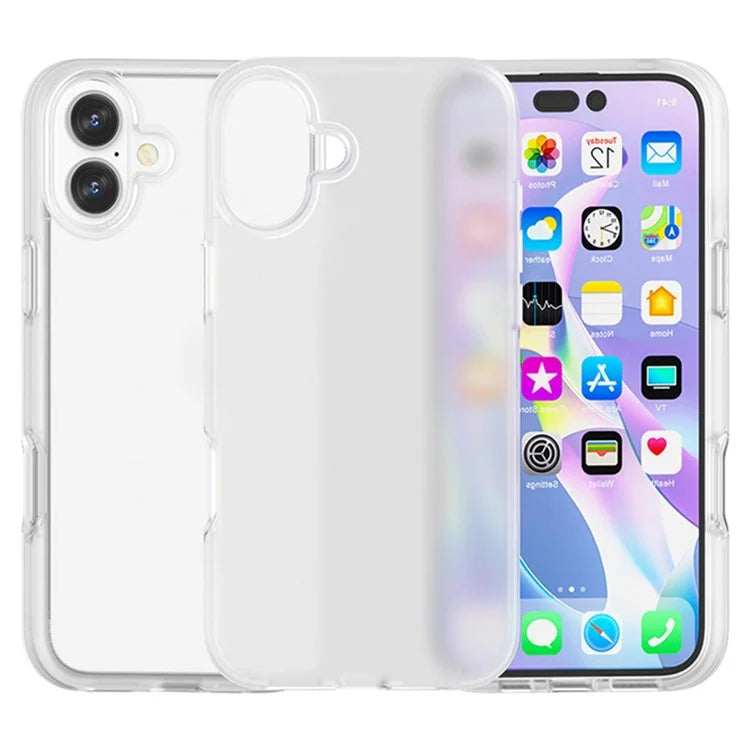 For iPhone 16 Plus Case TPU + PC Matte Translucent Phone Back Cover