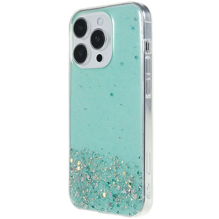 For iPhone 16 Pro Max Case Starry Sky Sparkle Epoxy Anti-Drop TPU Phone Cover