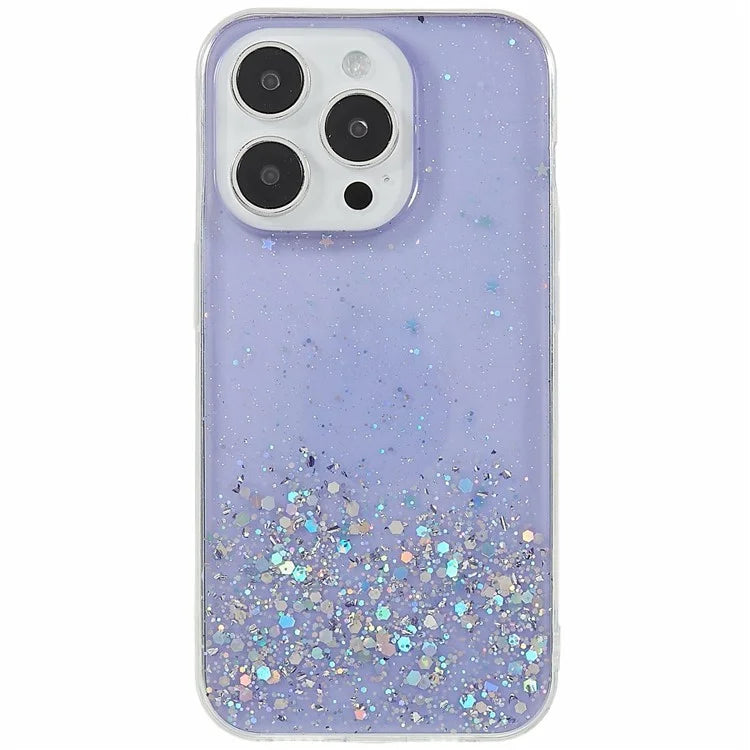 For iPhone 16 Pro Max Case Starry Sky Sparkle Epoxy Anti-Drop TPU Phone Cover