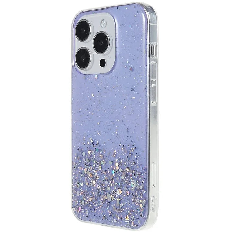 For iPhone 16 Pro Max Case Starry Sky Sparkle Epoxy Anti-Drop TPU Phone Cover