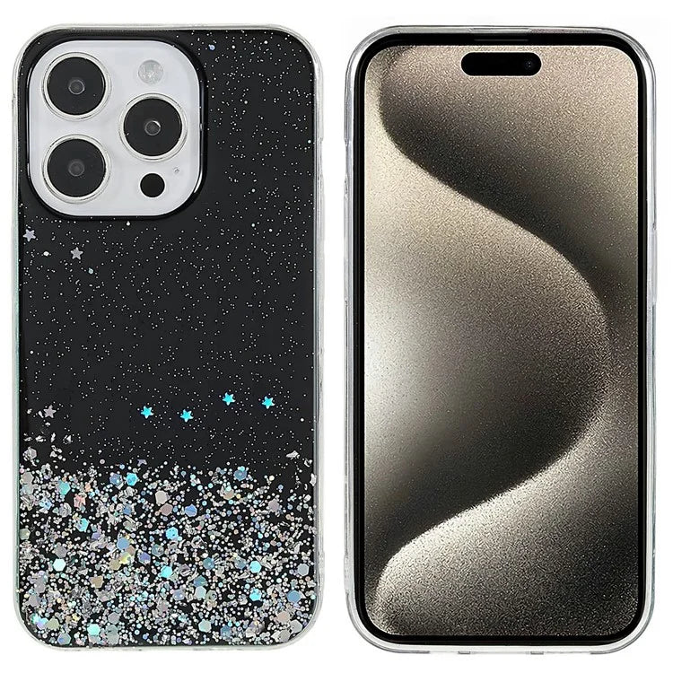 For iPhone 16 Pro Max Case Starry Sky Sparkle Epoxy Anti-Drop TPU Phone Cover