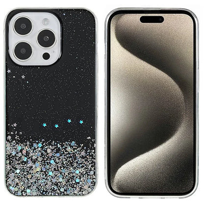 For iPhone 16 Pro Max Case Starry Sky Sparkle Epoxy Anti-Drop TPU Phone Cover