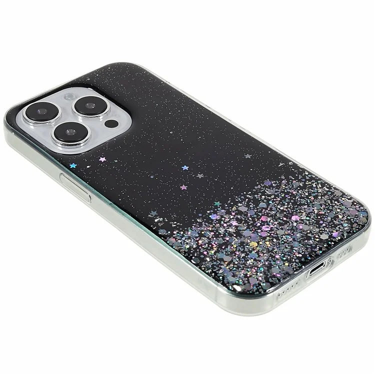 For iPhone 16 Pro Max Case Starry Sky Sparkle Epoxy Anti-Drop TPU Phone Cover