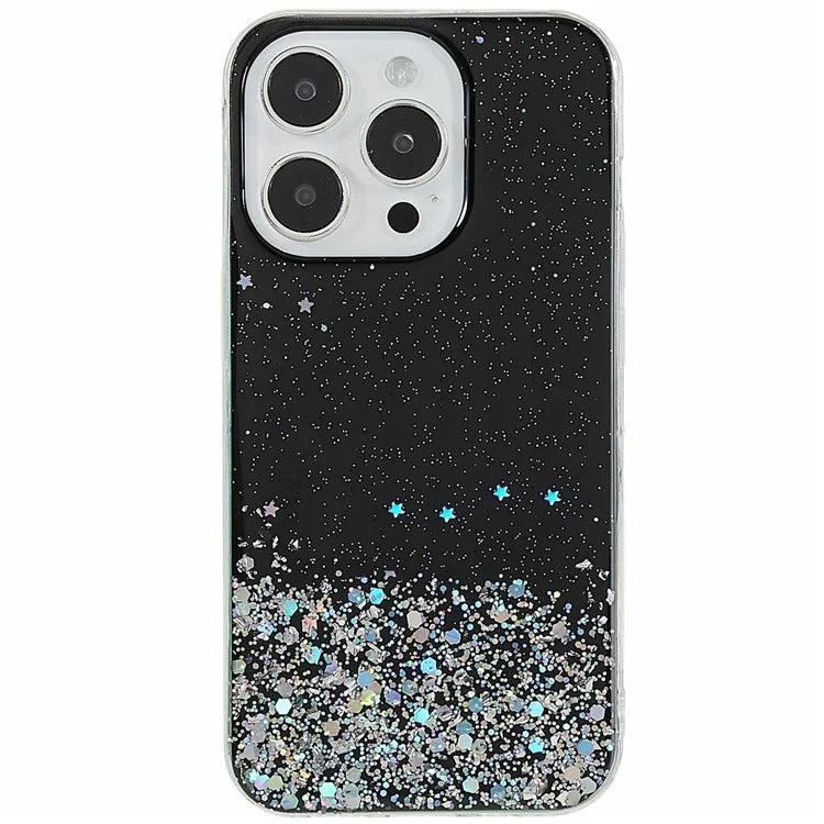For iPhone 16 Pro Max Case Starry Sky Sparkle Epoxy Anti-Drop TPU Phone Cover