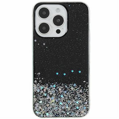 For iPhone 16 Pro Max Case Starry Sky Sparkle Epoxy Anti-Drop TPU Phone Cover
