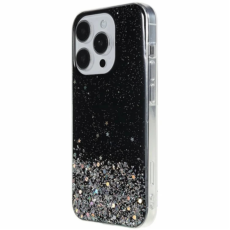 For iPhone 16 Pro Max Case Starry Sky Sparkle Epoxy Anti-Drop TPU Phone Cover