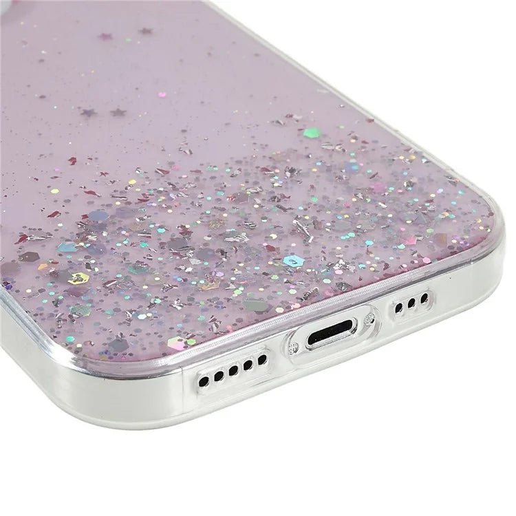 For iPhone 16 Pro Max Case Starry Sky Sparkle Epoxy Anti-Drop TPU Phone Cover