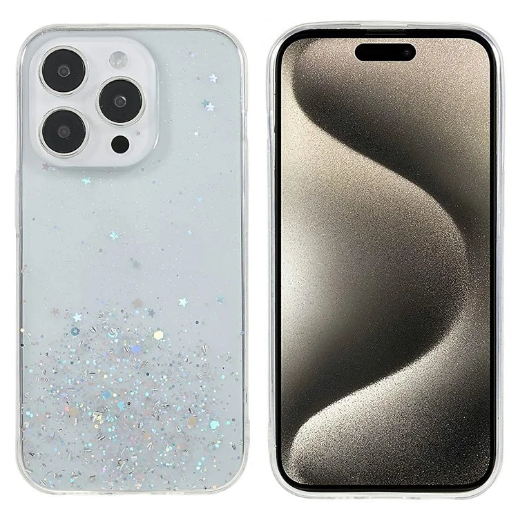For iPhone 16 Pro Max Case Starry Sky Sparkle Epoxy Anti-Drop TPU Phone Cover