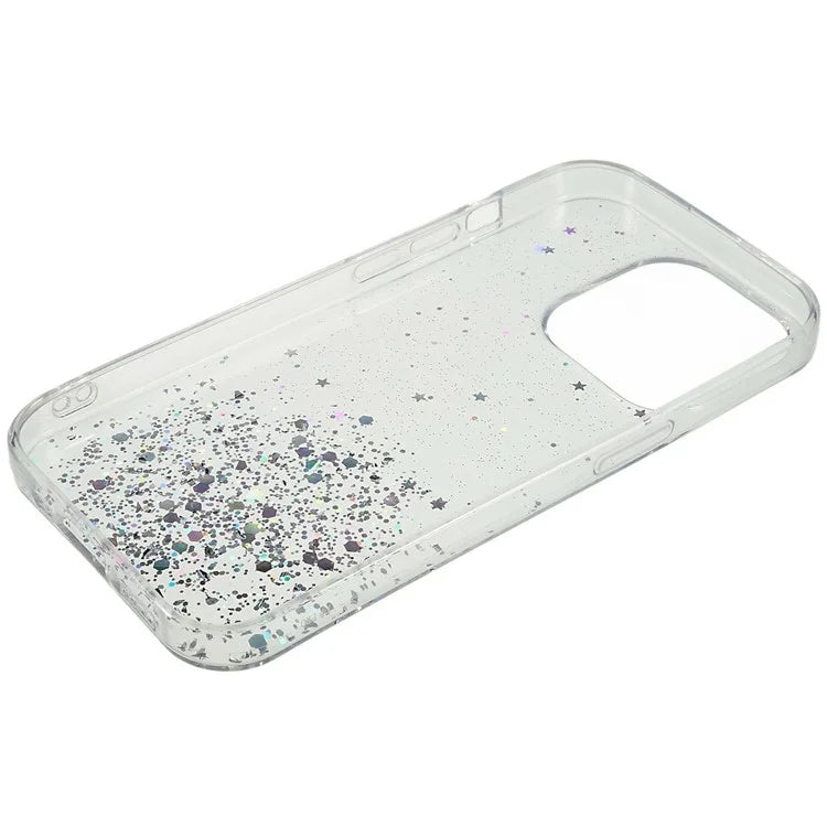 For iPhone 16 Pro Max Case Starry Sky Sparkle Epoxy Anti-Drop TPU Phone Cover