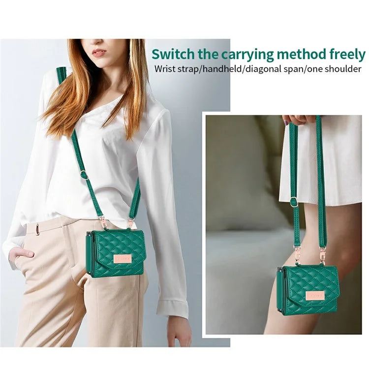 For Samsung Galaxy Z Flip5 5G Case with Shoulder Strap PU+PC Wallet Phone Cover Built-In Back Screen Film