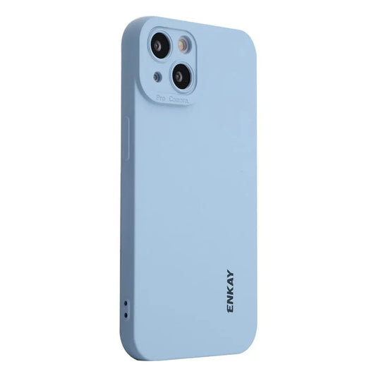 ENKAY HAT PRINCE For iPhone 14 Plus Solid Color Soft Liquid Silicone Case Camera Lens Precise Cutout Drop-Proof Cover