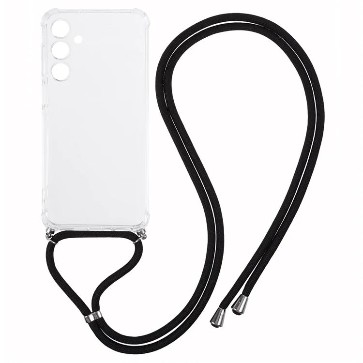 For Samsung Galaxy A16 5G Case Reinforced Corner TPU Clear Phone Cover with Lanyard