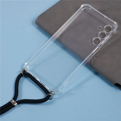 For Samsung Galaxy A16 5G Case Reinforced Corner TPU Clear Phone Cover with Lanyard