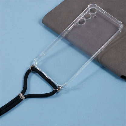 For Samsung Galaxy A16 5G Case Reinforced Corner TPU Clear Phone Cover with Lanyard