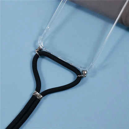 For Samsung Galaxy A16 5G Case Reinforced Corner TPU Clear Phone Cover with Lanyard