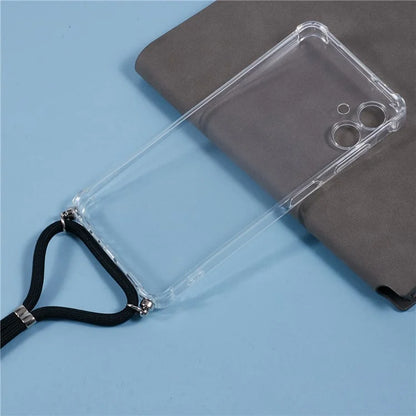 For Samsung Galaxy A06 Case Reinforced Corner TPU Clear Phone Cover with Lanyard