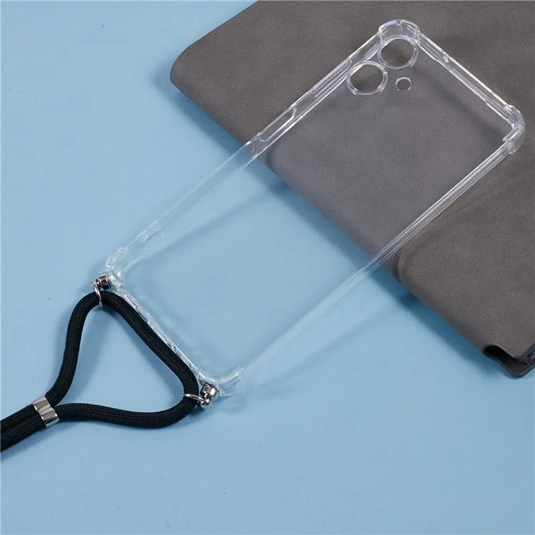 For Samsung Galaxy A06 Case Reinforced Corner TPU Clear Phone Cover with Lanyard