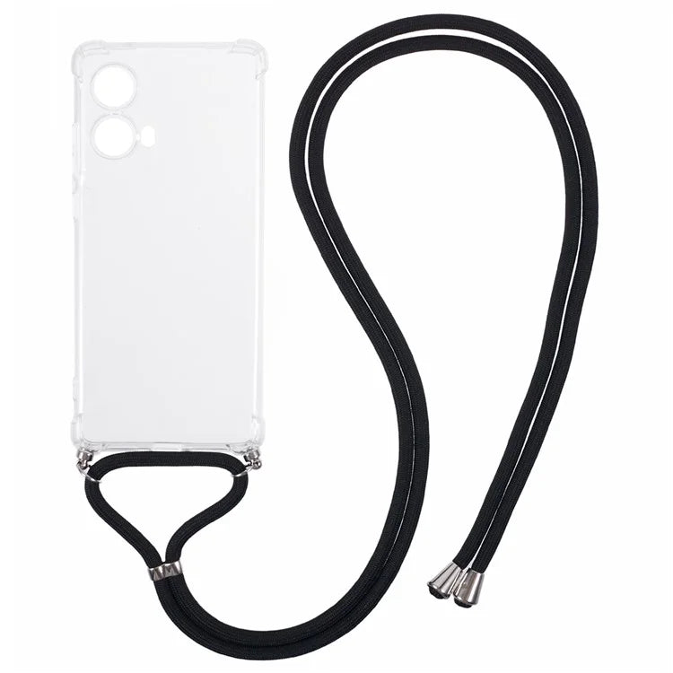 For Motorola Moto G85 5G / S50 Neo 5G Case Reinforced Corner TPU Clear Phone Cover with Lanyard