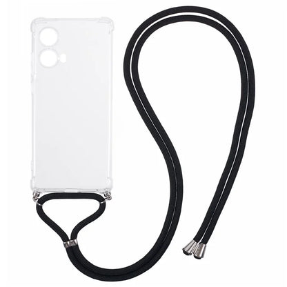For Motorola Moto G85 5G / S50 Neo 5G Case Reinforced Corner TPU Clear Phone Cover with Lanyard