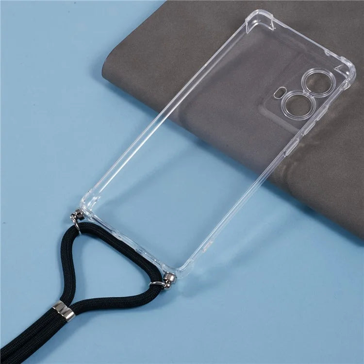 For Motorola Moto G85 5G / S50 Neo 5G Case Reinforced Corner TPU Clear Phone Cover with Lanyard
