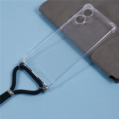 For Motorola Moto G85 5G / S50 Neo 5G Case Reinforced Corner TPU Clear Phone Cover with Lanyard