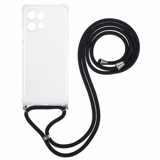 For Motorola Edge 50 5G Case Reinforced Corner TPU Clear Phone Cover with Lanyard
