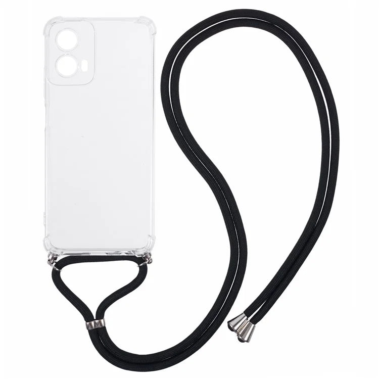 For Motorola Moto G45 5G / G34 5G Case Reinforced Corner TPU Clear Phone Cover with Lanyard
