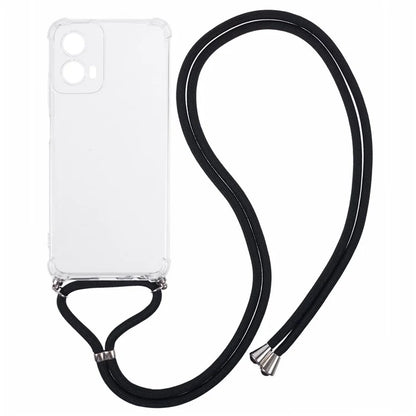For Motorola Moto G45 5G / G34 5G Case Reinforced Corner TPU Clear Phone Cover with Lanyard