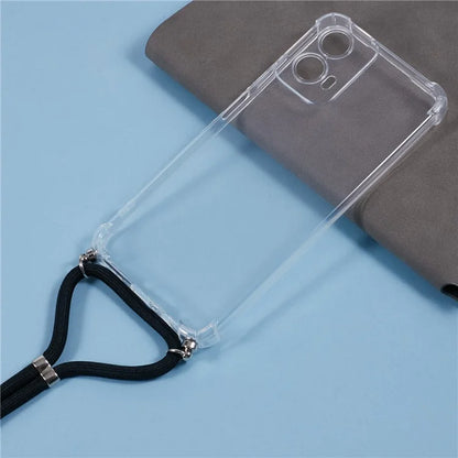 For Motorola Moto G45 5G / G34 5G Case Reinforced Corner TPU Clear Phone Cover with Lanyard