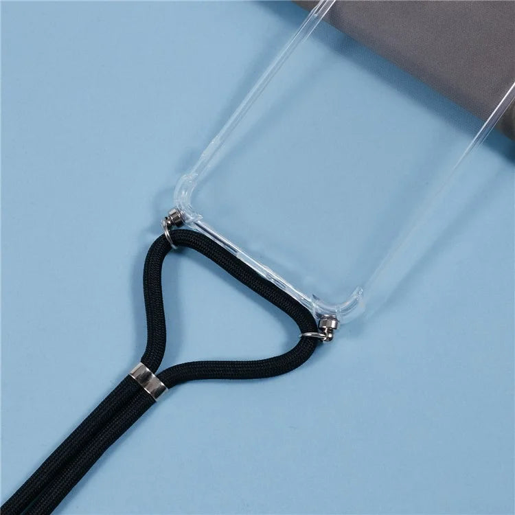 For Motorola Moto G45 5G / G34 5G Case Reinforced Corner TPU Clear Phone Cover with Lanyard