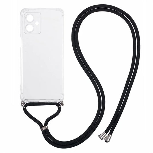 For Motorola Moto G54 5G Case Reinforced Corner TPU Clear Phone Cover with Lanyard