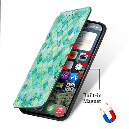 CASENEO 001 Series for iPhone 16 Pro Max Case RFID Blocking Wallet Leather Cover Pattern Print
