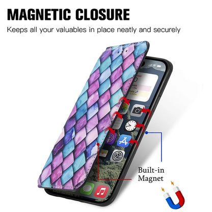 CASENEO 001 Series for iPhone 16 Pro Case RFID Blocking Wallet Leather Cover Pattern Print