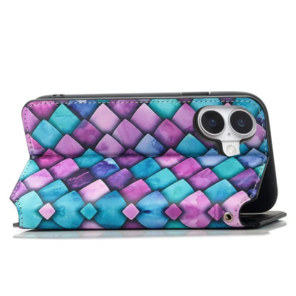 CASENEO 001 Series for iPhone 16 Plus Case RFID Blocking Wallet Leather Cover Pattern Print