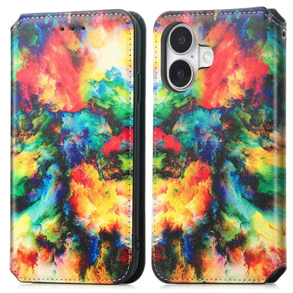 CASENEO 001 Series for iPhone 16 Plus Case RFID Blocking Wallet Leather Cover Pattern Print
