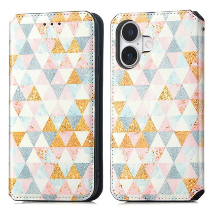 CASENEO 001 Series for iPhone 16 Plus Case RFID Blocking Wallet Leather Cover Pattern Print