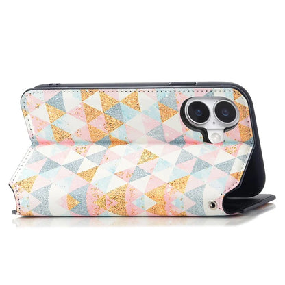 CASENEO 001 Series for iPhone 16 Plus Case RFID Blocking Wallet Leather Cover Pattern Print