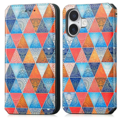 CASENEO 001 Series for iPhone 16 Plus Case RFID Blocking Wallet Leather Cover Pattern Print