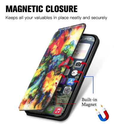 CASENEO 001 Series for iPhone 16 Case RFID Blocking Wallet Leather Cover Pattern Print