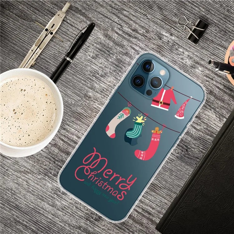 For iPhone 16 Pro Max Case Christmas Pattern Printing Soft TPU Phone Cover
