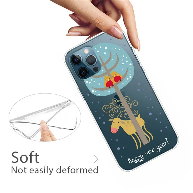 For iPhone 16 Pro Case Christmas Pattern Printing Soft TPU Phone Cover