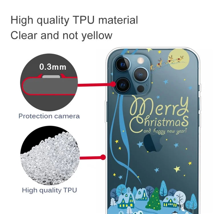 For iPhone 16 Pro Case Christmas Pattern Printing Soft TPU Phone Cover