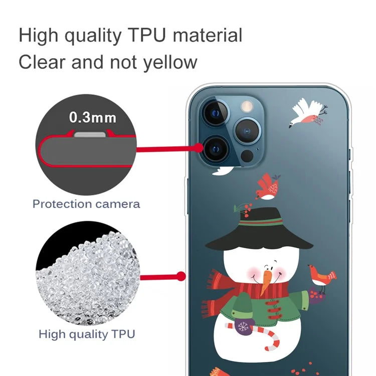 For iPhone 16 Pro Case Christmas Pattern Printing Soft TPU Phone Cover